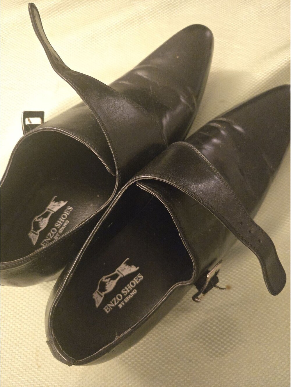 Enzo Shoes by Spano Black Leather Single Monk Strap Loafers Size 44 - Picture 4 of 8